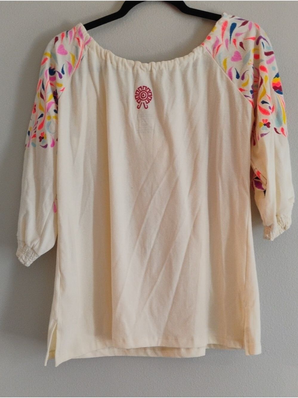 Boho Hand Painted Peasant Top - Made In Mexico - Picture 3 of 4